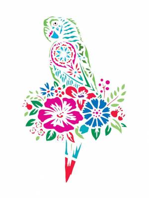 Трафарет для творчества Попугай пластик, белый 33-40000