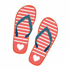 Летние красные полосатые шлепанцы на белом фоне вектор