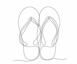 Летние шлепанцы непрерывный рисунок одной линии