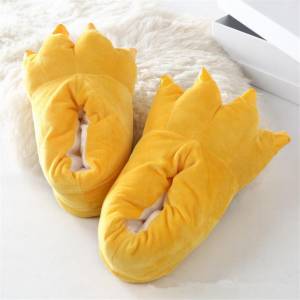 Милые креативные мужские и женские зимние фланелевые хлопковые тапочки с лапами динозавров и мультфильмами животных