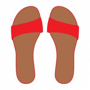 Пара красных шлепанцев, кожаные тапочки, атрибут летнего отпуска, тапочки, обувь