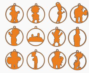 Файл STL 12 CHRISTMAS ORNAMENTS Simpsons