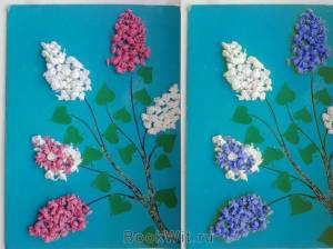 Как сделать аппликацию сирень, ветка сирени из бумажных салфеток?