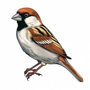 Нарисованная рукой иллюстрация птицы воробья сплошного цвета