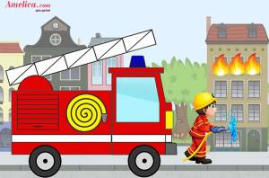 аппликация пожарная машина для детей в детский сад