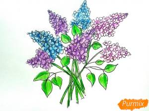 Как нарисовать букет сирени поэтапно 2 урока