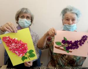 Аппликация из гофрированной бумаги «Ветка сирени»