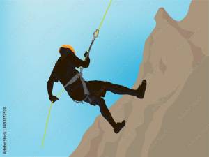 Abseiling Rock Climbing on illustration graphic vector Векторный объект Stock