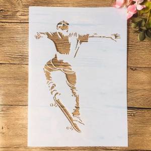 Трафареты  29 см для скейтборда, спорта, «сделай сам», слоистые стены, картина, искусственная кожа, декоративный шаблон