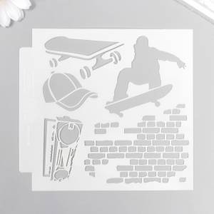 Трафарет пластик Скейтер 13х13 см