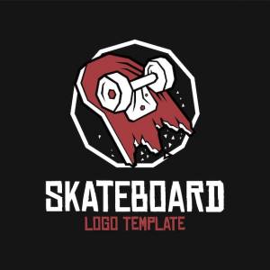 Шаблон логотипа сломанного скейтборда