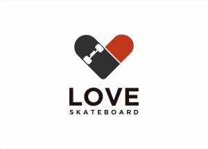 Любовь музыка скейтборд дизайн логотипа