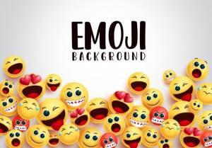 Emoji смайлик фоновый векторный шаблон emoji фоновый текст в белом пустом пространстве со смайликом