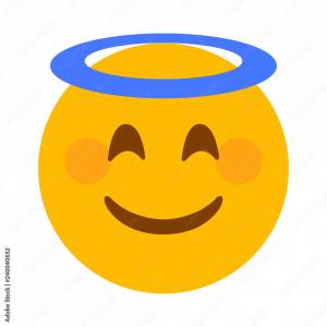 Angel smiley face with halo emoji vector Векторный объект Stock