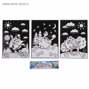 Бархатный трафарет Смешарики МИКС