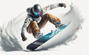 Человек на сноуборде делает трюк в воздухе