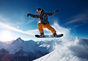 Фото катания на сноуборде на снежной горе