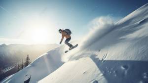 человек катается на сноуборде по заснеженной горе, картинка сноуборд, сноуборд, катание на сноуборде фон картинки и Фото для й загрузки