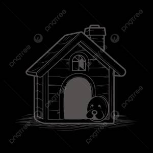 черно белый рисунок собаки в эскизе контура дома вектор PNG , собачья будка рисунок, наброски собачьей будки, эскиз собачьей будки PNG картинки и пнг рисунок для й загрузки