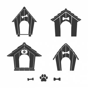 Силуэты собачьей будки, векторная иллюстрация собачьей будки