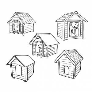 Нарисованная вручную собачья будка каракули векторная иллюстрация собачьей будки