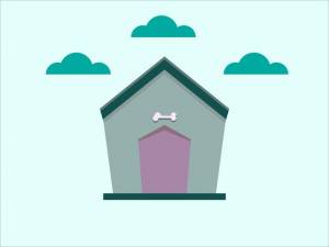 Креативная иллюстрация собачьей будки с красивым фоном