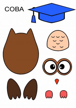 Рисунок совы для аппликации