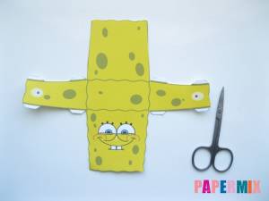 Как сделать Губку Боба из бумага по шаблону своими руками