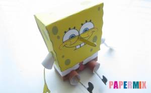 Как сделать Губку Боба из бумага по шаблону своими руками