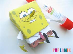 Как сделать Губку Боба из бумага по шаблону своими руками