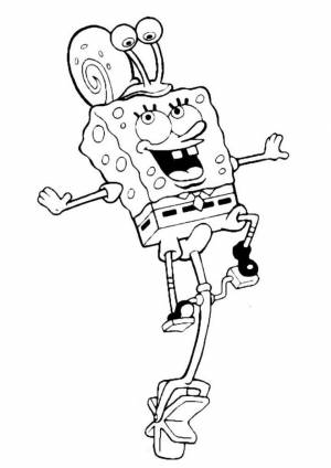 Раскраска Спанч Боб балансирует с Гэри