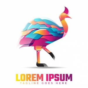 Шаблон логотипа градиента страуса