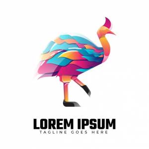 Шаблон логотипа градиента птицы страуса