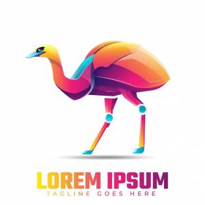 Красочный шаблон логотипа градиента страуса