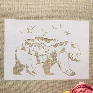 Трафареты  29 см Forrest, горный медведь, птицы, «сделай сам», для ношения слоями, настенная живопись, строительный шаблон, декоративный шаблон