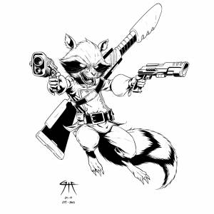 Раскраска енот ракета