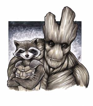 Енот ракета рисунок