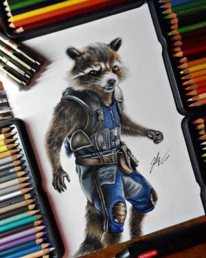 Енот ракета рисунок