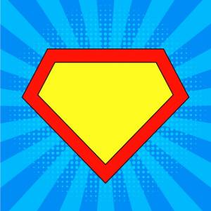 Значок вектора супергероя выделен на синем фоне шаблон логотипа супермена