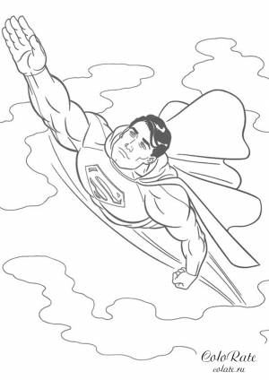 Раскраска Полёт Супермена
