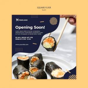 Суши концепция квадратный флаер шаблон