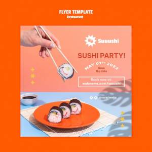Шаблон флаера ресторана суши