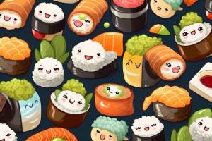 Шаблон различных суши на темном фоне