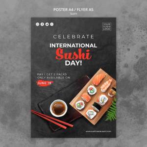 Шаблон постера с темой дня суши