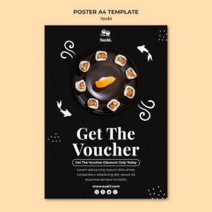 Шаблон плаката суши с фото