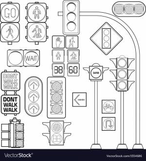 Трафарет светофора для раскрашивания