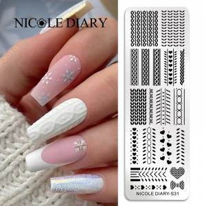 Трафарет NICOLE DIARY для дизайна свитера, устройство для нанесения лака, любовь, сердце, трафарет, штамп для ногтей