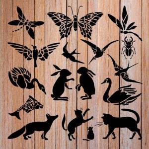 Трафареты декоративные и росписи животных и насекомых