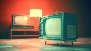 старый телевизор и лампа в комнате, 3d рендеринг телевизора в стиле ретро, Hd фотография фото, ретро фон картинки и Фото для й загрузки