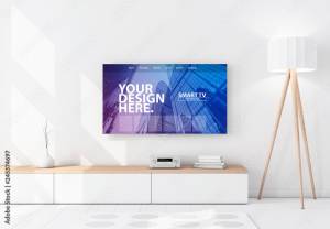 Smart TV on a Wall Mockup Шаблон Stock